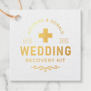 Gold Wedding Hangover Recovery Kit  Foil Favour Ta Tags