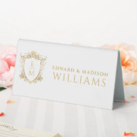 Gold Wedding Initials & Wedding Floral Crest 