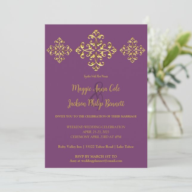 Gold Wedding Invitation (Standing Front)