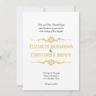 Gold Wedding Invitation Hosted by Bride's Parents