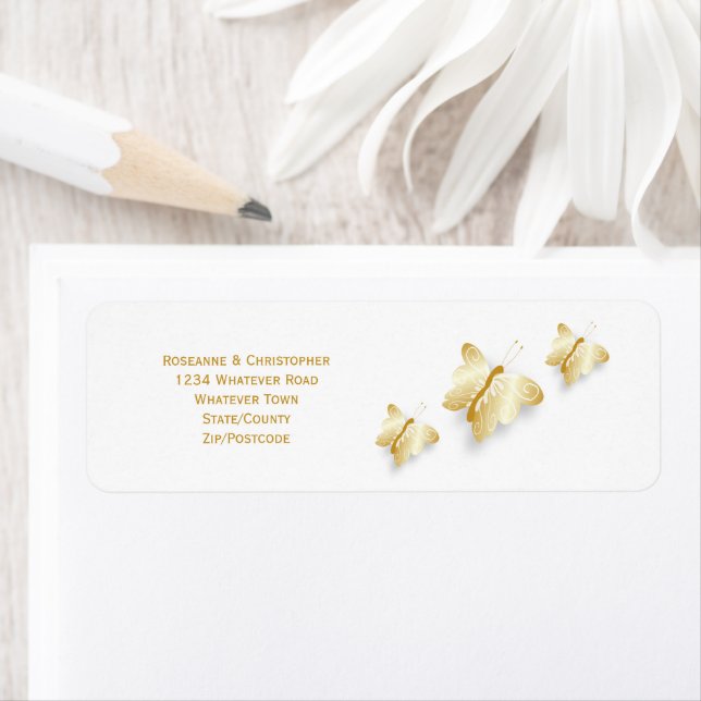 Gold Wedding Invitation Return Address Label (Insitu)