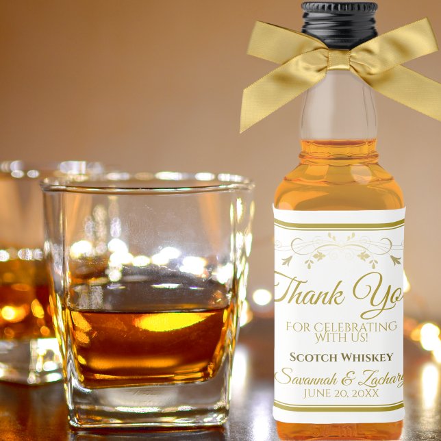Gold Wedding Mini Liquor Bottle Label Thank You (Creator Uploaded)