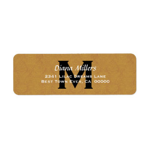 Gold Wedding Monogram Address Label V8 Return Address Label