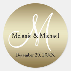 Gold Wedding Monogram Seals Stickers