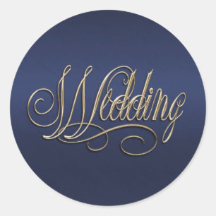 Gold Wedding on Navy Envelope Seal