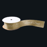 Gold Wedding Personalised Name Ribbon Satin Ribbon<br><div class="desc">This custom golden coloured ribbon with the bride's and groom's names and the date of the wedding (or anniversary) is great for gift wrapping and will make your gift boxes or wedding favours look really cute. Just choose the colour you like!</div>