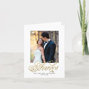 Gold Wedding Photo Thank You Card Folded Style