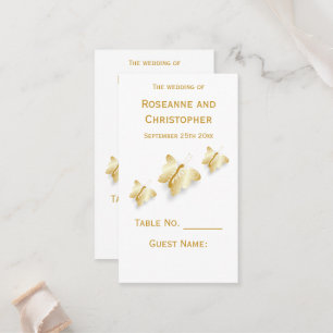 Gold Wedding Place Setting Card Butterflies Design