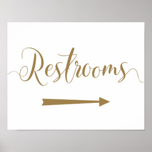 Gold Wedding Restrooms Right Arrow sign