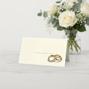 Gold wedding rings name place card