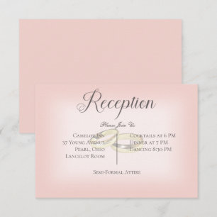 Gold Wedding Rings on Blue Wedding Reception Enclosure Card