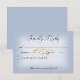 Gold Wedding Rings on Blue Wedding RSVP Card