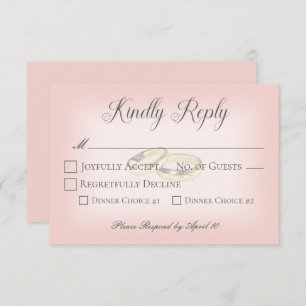 Gold Wedding Rings on Blush Wedding RSVP Card