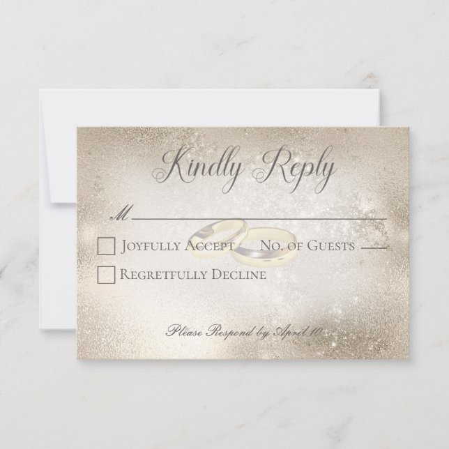 Gold Wedding Rings on Gold Wedding  RSVP Card (Front)
