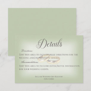 Gold Wedding Rings on Sage Wedding Details Enclosure Card