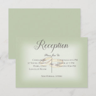 Gold Wedding Rings on Sage Wedding Reception Enclosure Card