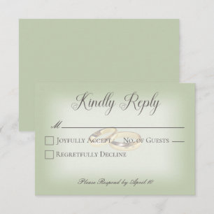 Gold Wedding Rings on Sage Wedding RSVP Card