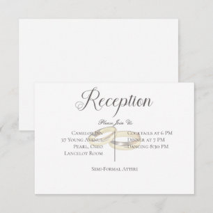 Gold Wedding Rings on White Wedding Reception Enclosure Card