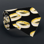 Gold Wedding Rings Pattern on Black Tie<br><div class="desc">Gold Wedding Rings Pattern on Black</div>