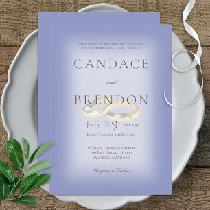 Gold Wedding Rings Periwinkle Wedding Invitation