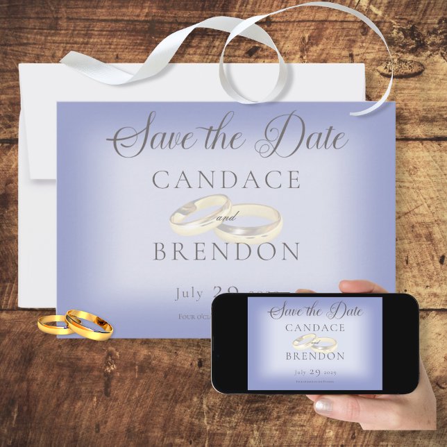 Gold Wedding Rings Periwinkle Wedding Save The Date (Creator Uploaded)