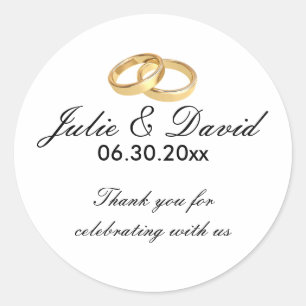 Gold Wedding Rings Thank You Sticker