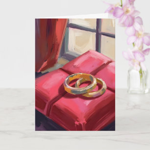 Gold Wedding Rings Watercolor Card