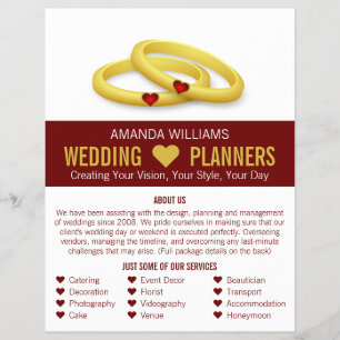 Gold Wedding Rings, Wedding Event Planner Advert Flyer