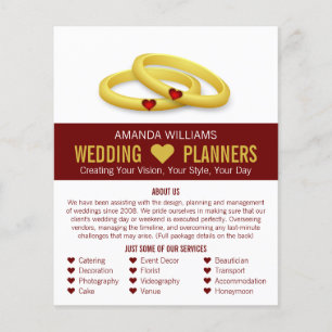 Gold Wedding Rings, Wedding Event Planner Advert Flyer