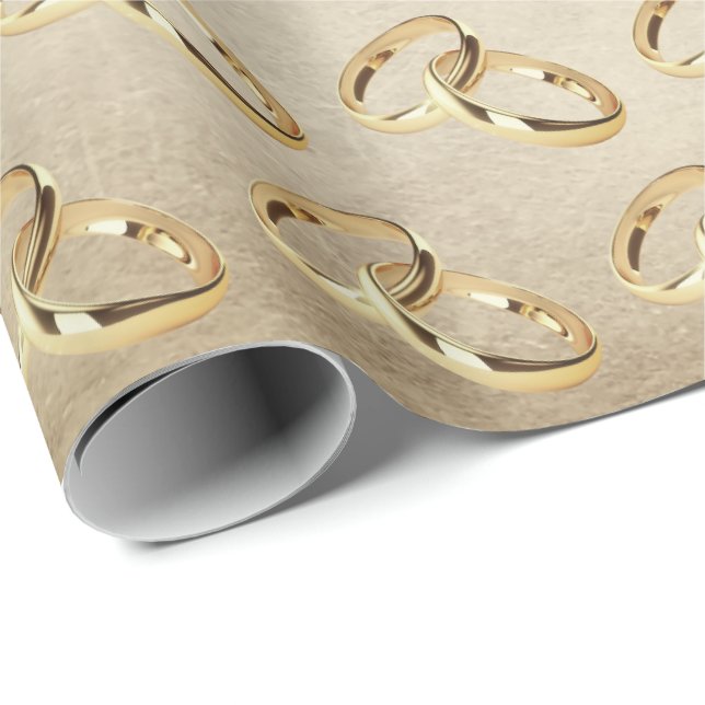Gold Wedding Rings Wrapping Paper (Roll Corner)