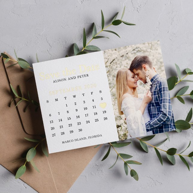 Gold Wedding Save the Date Calendar Photo (Creator Uploaded)