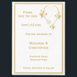 Gold Wedding Save The Date Magnet Butterflies<br><div class="desc">Wedding save the date magnet butterfly heart design. Customise this gold coloured wedding save the date magnet with your wedding details. Should you require any help with customising then contact us through the link on this page. Gold coloured butterfly and heart design personalised wedding save the date magnet</div>