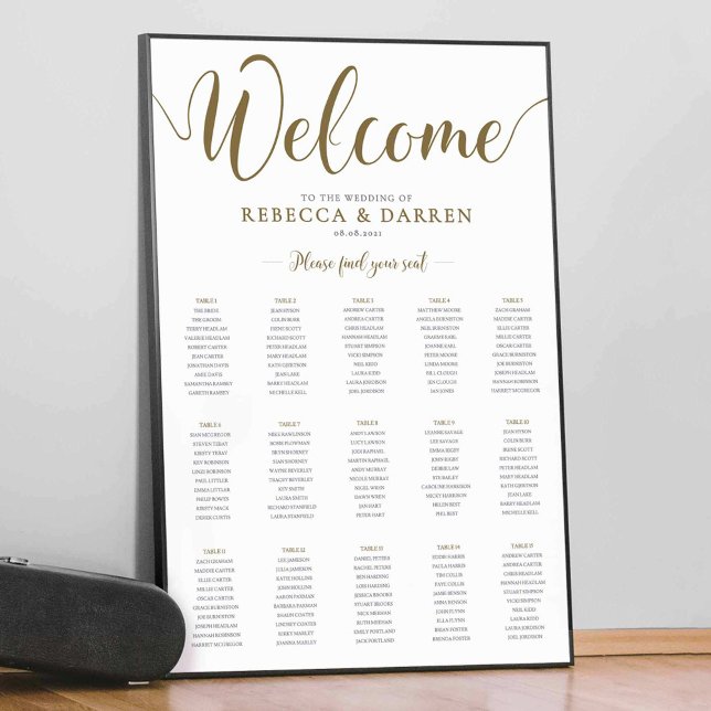 Gold Wedding Seating Chart with 15 Tables (Creator Uploaded)