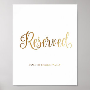 Gold wedding sign for reserved Gold
