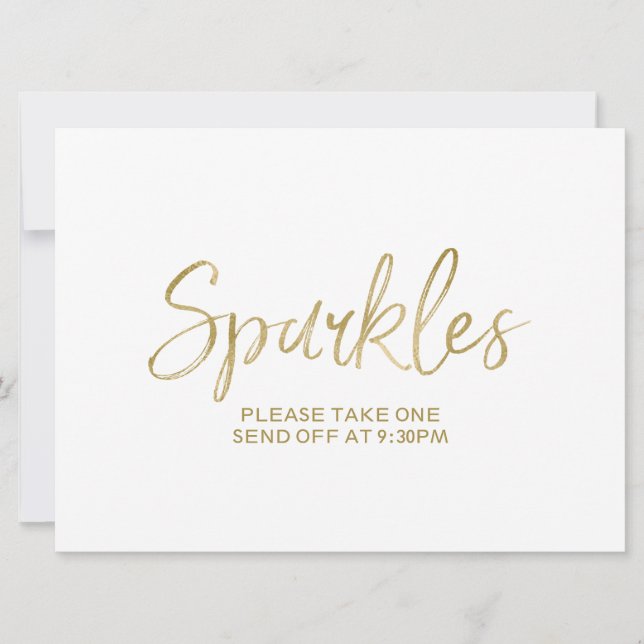 Gold  Wedding "Sparkles" Send Off Sign Invitation (Front)
