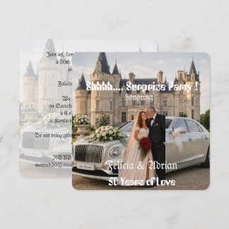 Gold Wedding  Surprise Party Photo Invitatation