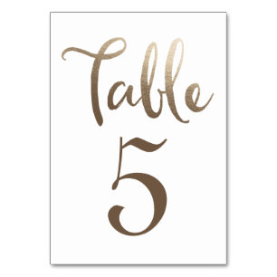 Gold Wedding Table Number Typography Cards