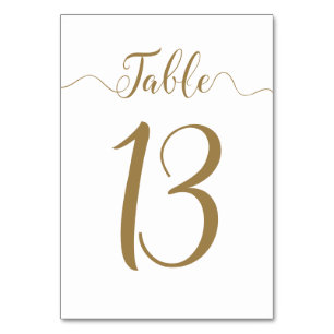 Gold Wedding Table Numbers 13