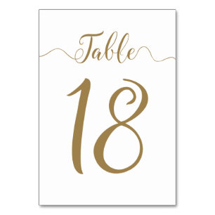 Gold Wedding Table Numbers 18