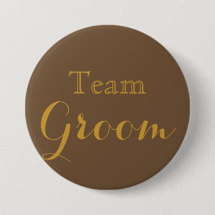 Gold Wedding Team Groom 7.5 Cm Round Badge