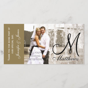 Gold Wedding Thank You Photo Cards Template