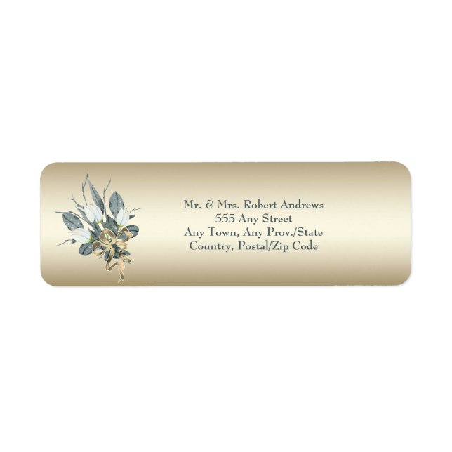 Gold Wedding Tulips Return Address Return Address Label (Front)