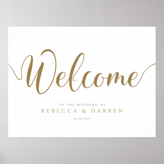 Gold Wedding Welcome Sign Personalized (Front)