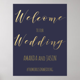 Gold Wedding welcome sign   Typography elegant