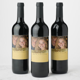 Gold Wedding Wine Label Add Your  Photo