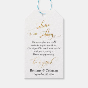 Gold Welcome Love & Gratitude Personalised Wedding Gift Tags