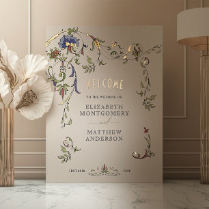Gold Welcome Sign Mediaeval Ornament Wedding