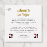 Gold Welcome to Las Vegas Welcome Basket Wedding Favour Tags<br><div class="desc">Getting married in Las Vegas? These golden and white welcome hang tags would make a perfect addition to your guest's welcome basket or welcome bag in their hotel. Personalise with your own heartfelt text.</div>
