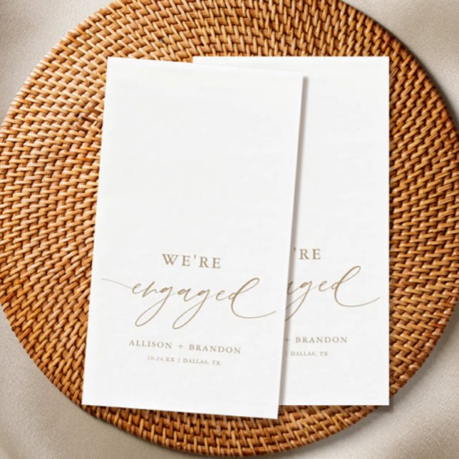 Gold We're Engaged Engagement Party Napkin (Creator Uploaded)