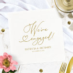 Gold We're Engaged Engagement Party Napkins<br><div class="desc">Cute calligraphy engagement party napkins. Easy to personalise with your details. Please get in touch with me via chat if you have questions about the artwork or need customisation. PLEASE NOTE: For assistance on orders,  shipping,  product information,  etc.,  contact Zazzle Customer Care directly.</div>